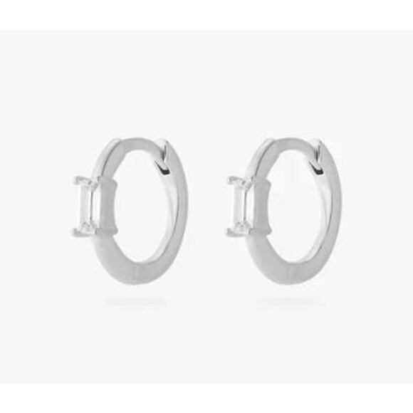 Studs Baguette Huggie Earrings - One Size - Picture 1 of 2